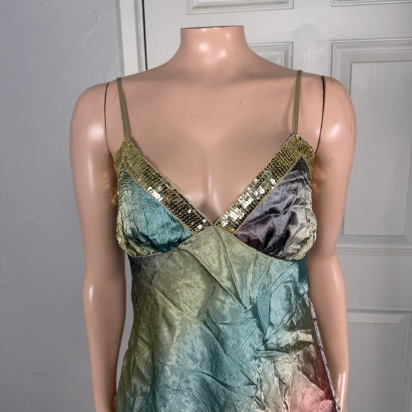 Vintage Y2K Shirt Funkadelic USA Made Satin Rainbow Hippie Polyester Sequin C4-1 - Picture 2 of 6